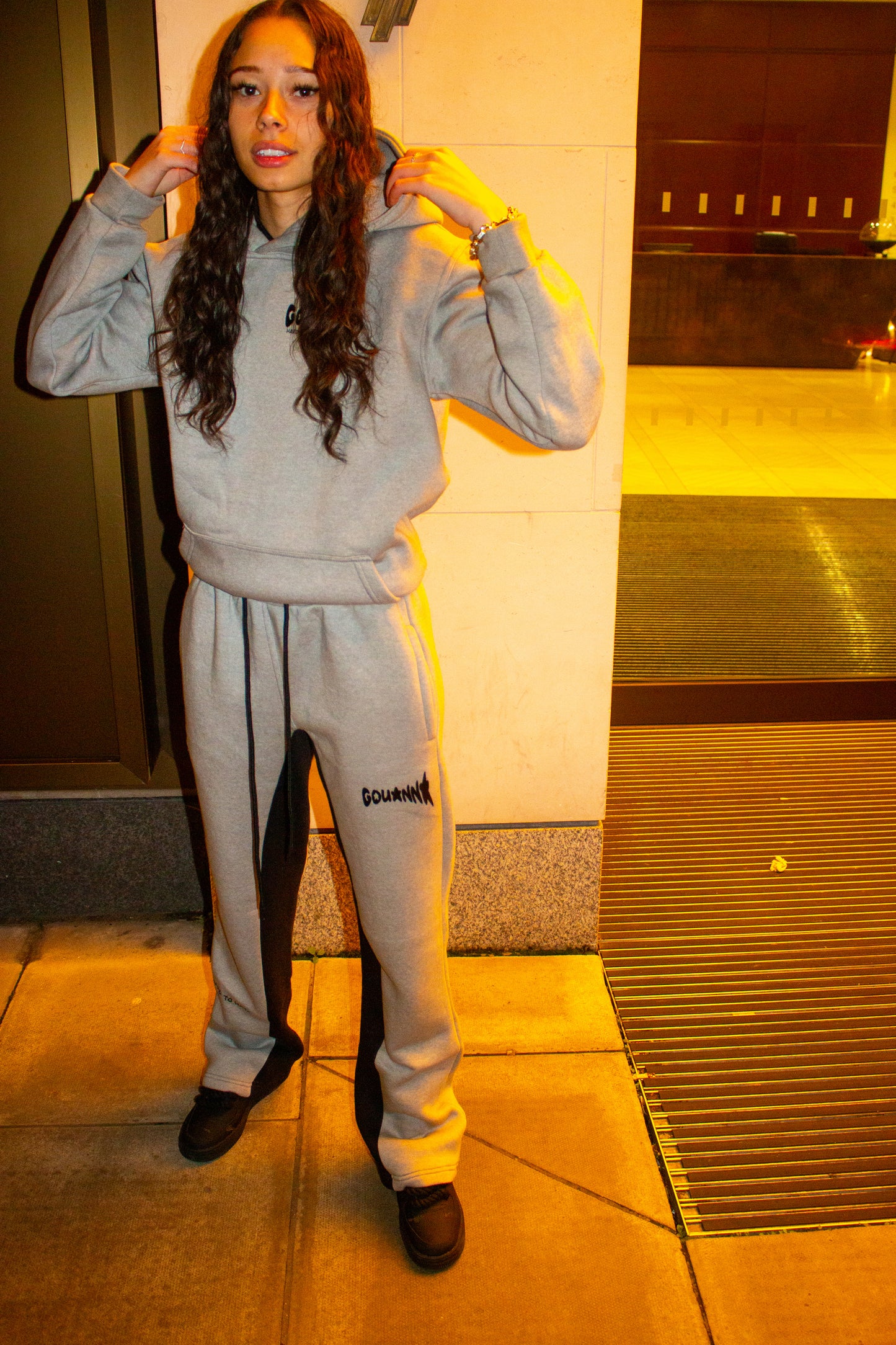 Gouanna flared tracksuit (grey & black)